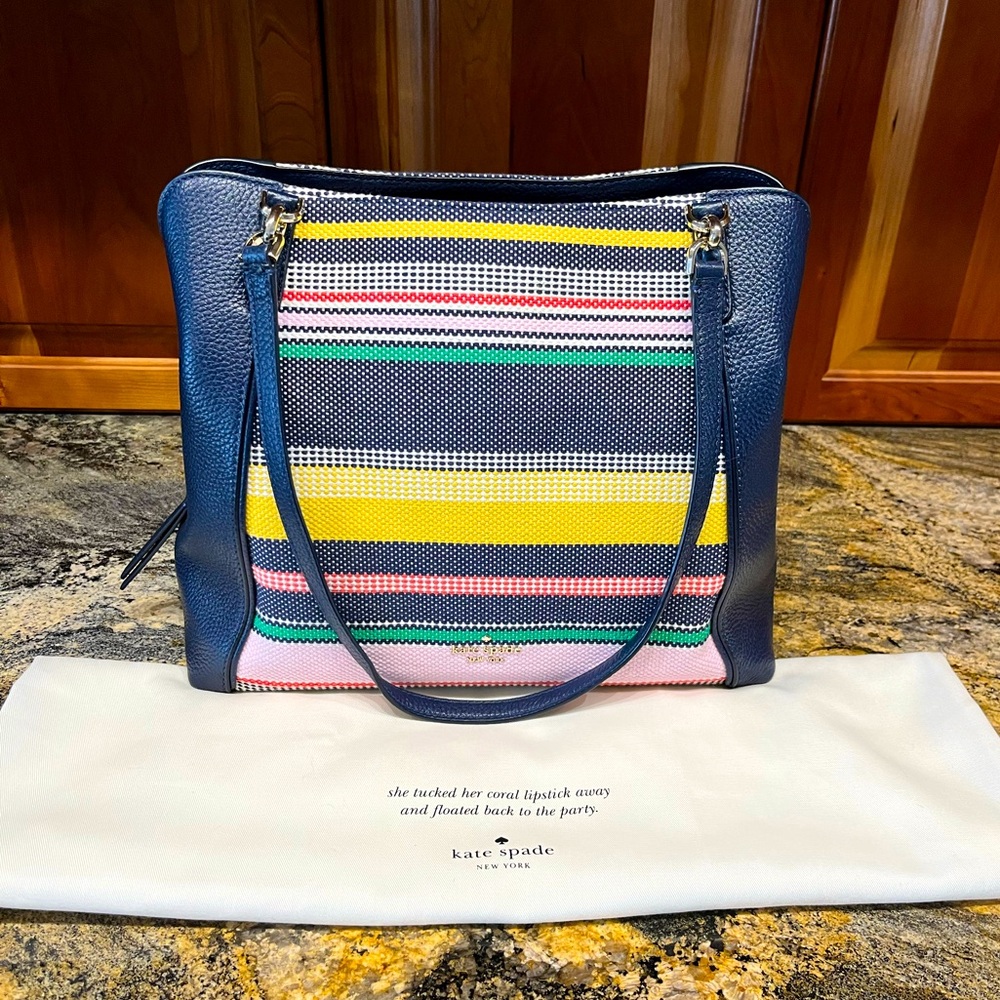 NWOT Kate Spade Jackson Boardwalk Stripe Triple Compartment Shoulder Bag
